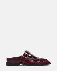 RONA Dark Cherry Leather Mule Slip-On Buckles Women's Loafer | Steve Madden