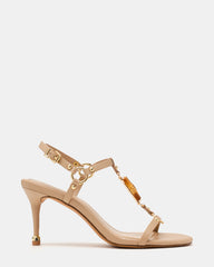 RONDA Taupe Bamboo Gold Detail Studs Women's Heel | Steve Madden