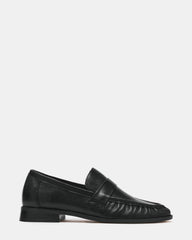 RONIE Black Leather Scrunched Women's Loafer | Steve Madden