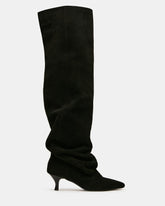 RUE Black Suede Over-The-Knee Pointed-Toe Scrunched Women's Boot | Steve Madden
