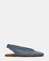 RUMI Blue Leather Woven Slingback Round-Toe Women's Flat | Steve Madden
