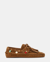 SAMUAL CHARM Chestnut Suede Fringe Boat Women's Loafer | Steve Madden