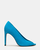 SANTINO Blue Suede Open Peep-Toe Stiletto PVC Strap Women's Heel | Steve Madden