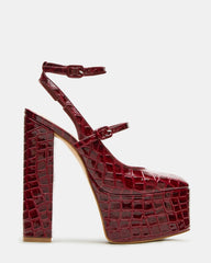 SCOTLYN Red Crocodile Women's Platform Block Heel | Steve Madden