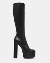 SCRATCH Black Platform Block Heel Knee-High Women's Boot | Steve Madden