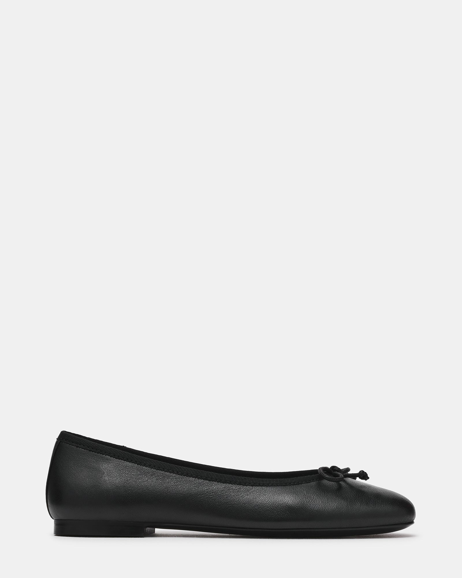 SELMA Black Leather Bow Women's Ballet Flat | Steve Madden