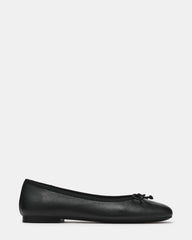 SELMA Black Leather Bow Women's Ballet Flat | Steve Madden