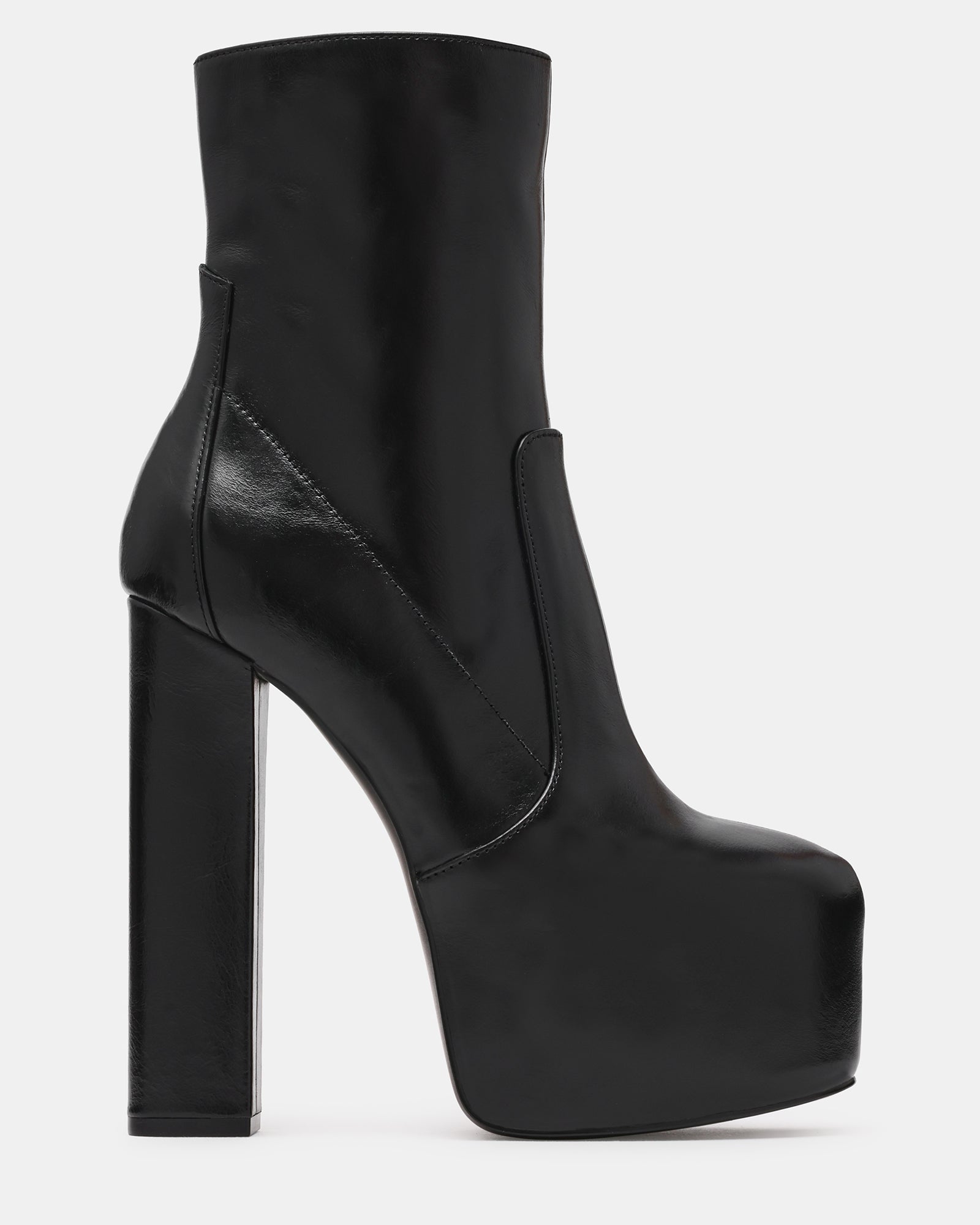 SENARA Black Leather Platform Block Heel Women's Ankle Boot | Steve Madden