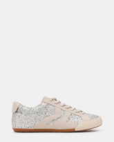 SEYMOUR Silver Glitter Low-Top Lace-Up Women's Sneaker | Steve Madden
