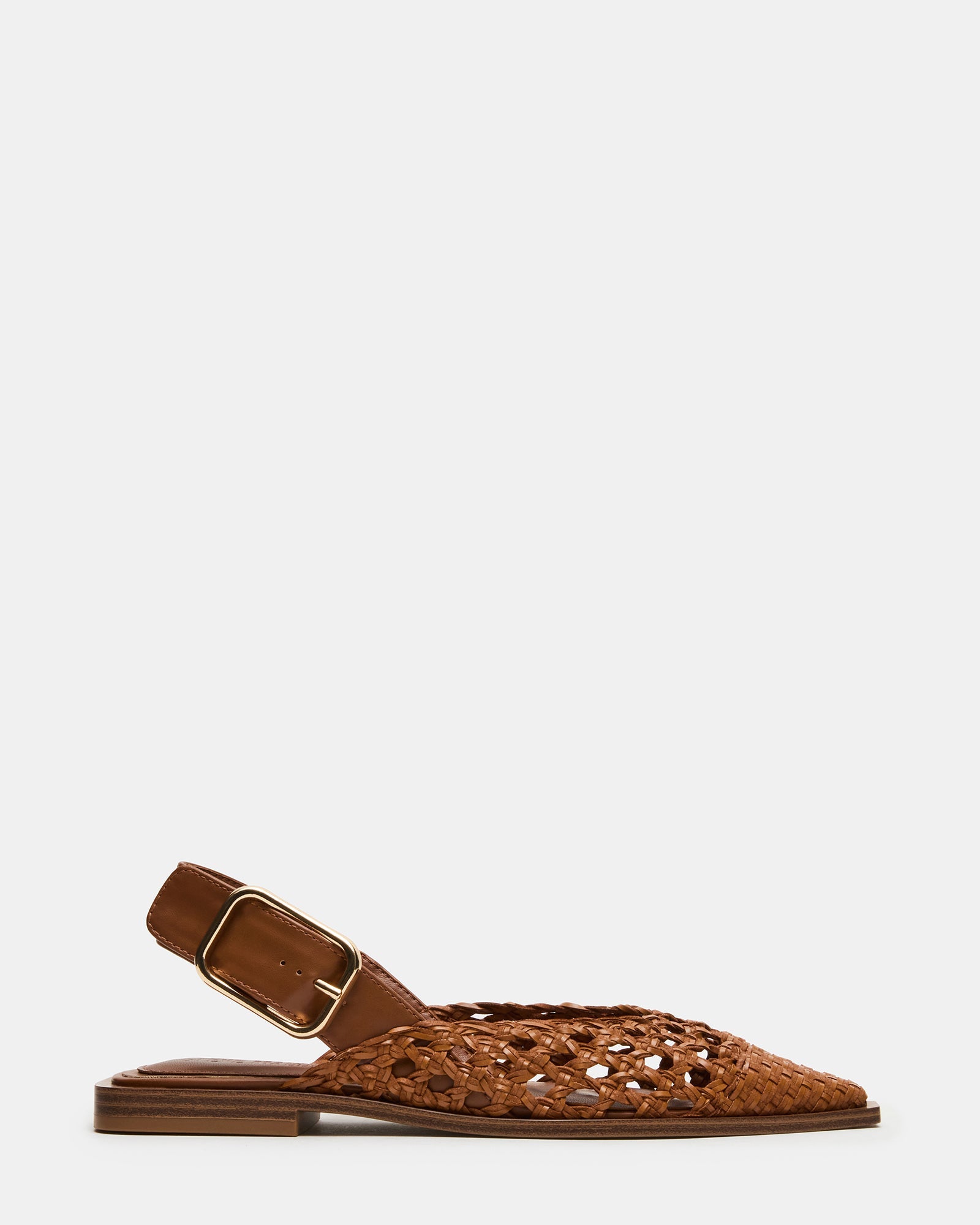 SHAY Woven Cognac Pointed-Toe Slingback Ballet Women's Flat | Steve Madden