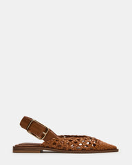 SHAY Woven Cognac Pointed-Toe Slingback Ballet Women's Flat | Steve Madden