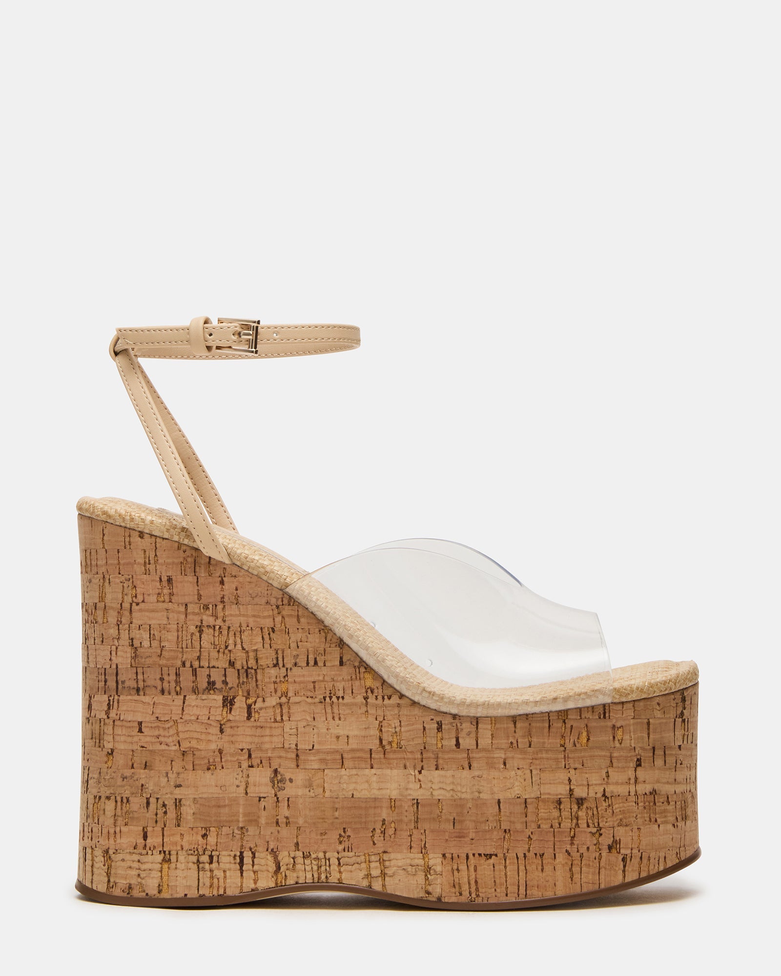SINAI Clear Square-Toe Platform Wedge Strappy Women's Sandal | Steve Madden