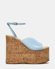 SINAI Light Blue Square-Toe Platform Wedge Strappy Women's Sandal | Steve Madden