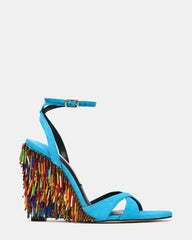 SORYNN Turquoise Multi Sequins Embellished Wedge Women's Heel | Steve Madden