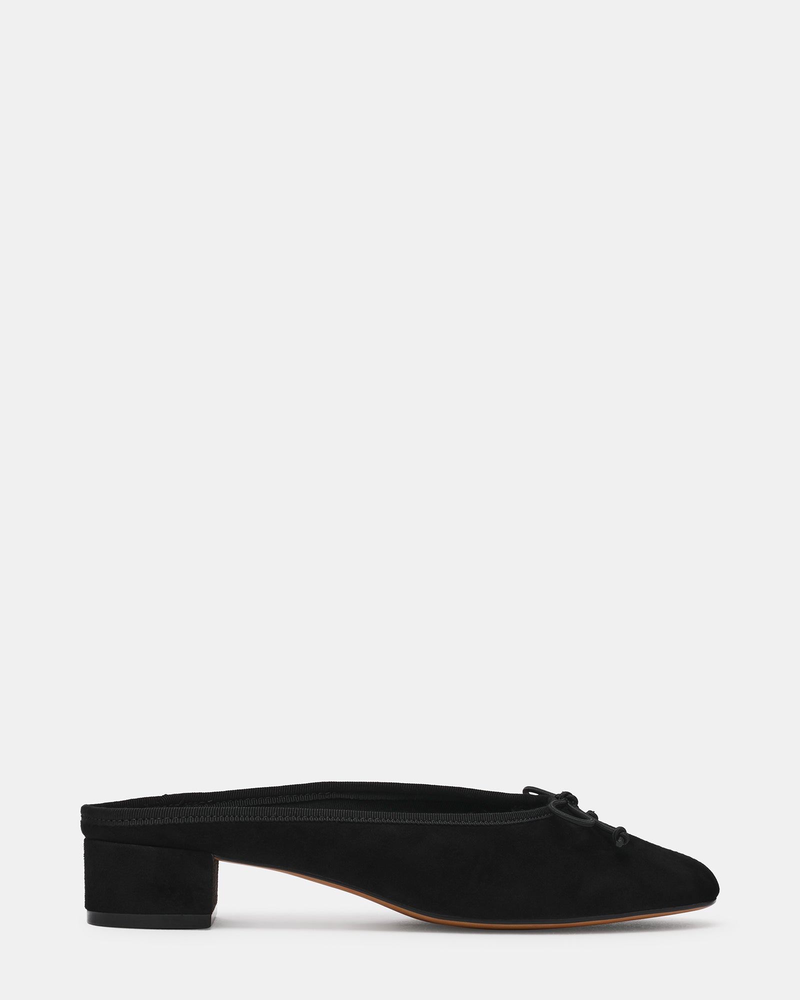 STEFFI Mule Black Suede Ballet Bow Women's Block Heel | Steve Madden