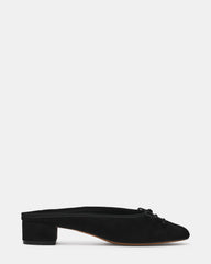 STEFFI Mule Black Suede Ballet Bow Women's Block Heel | Steve Madden