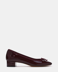 STEFFI Dark Cherry Patent Ballet Bow Women's Block Heel | Steve Madden