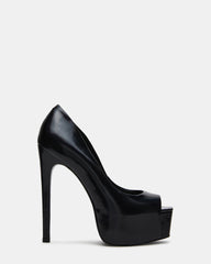 STELAN Black Leather Platform Square-Toe Stiletto Women's Heel | Steve Madden