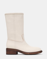 STRAY White Leather Round-Toe Women's Boot | Steve Madden
