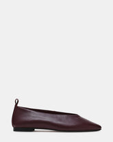SWANKY Plum Leather Almond-Toe Ballet Women's Flat | Steve Madden