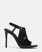 TALLIE Black Suede Thong Toe-Strap Stiletto Women's Heel | Steve Madden