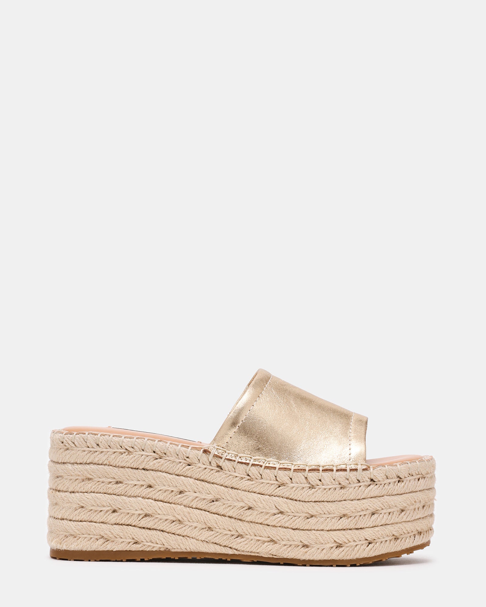 TARINA Gold Leather Mule Espadrille Flatform Women's Sandal | Steve Madden