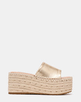 TARINA Gold Leather Mule Espadrille Flatform Women's Sandal | Steve Madden