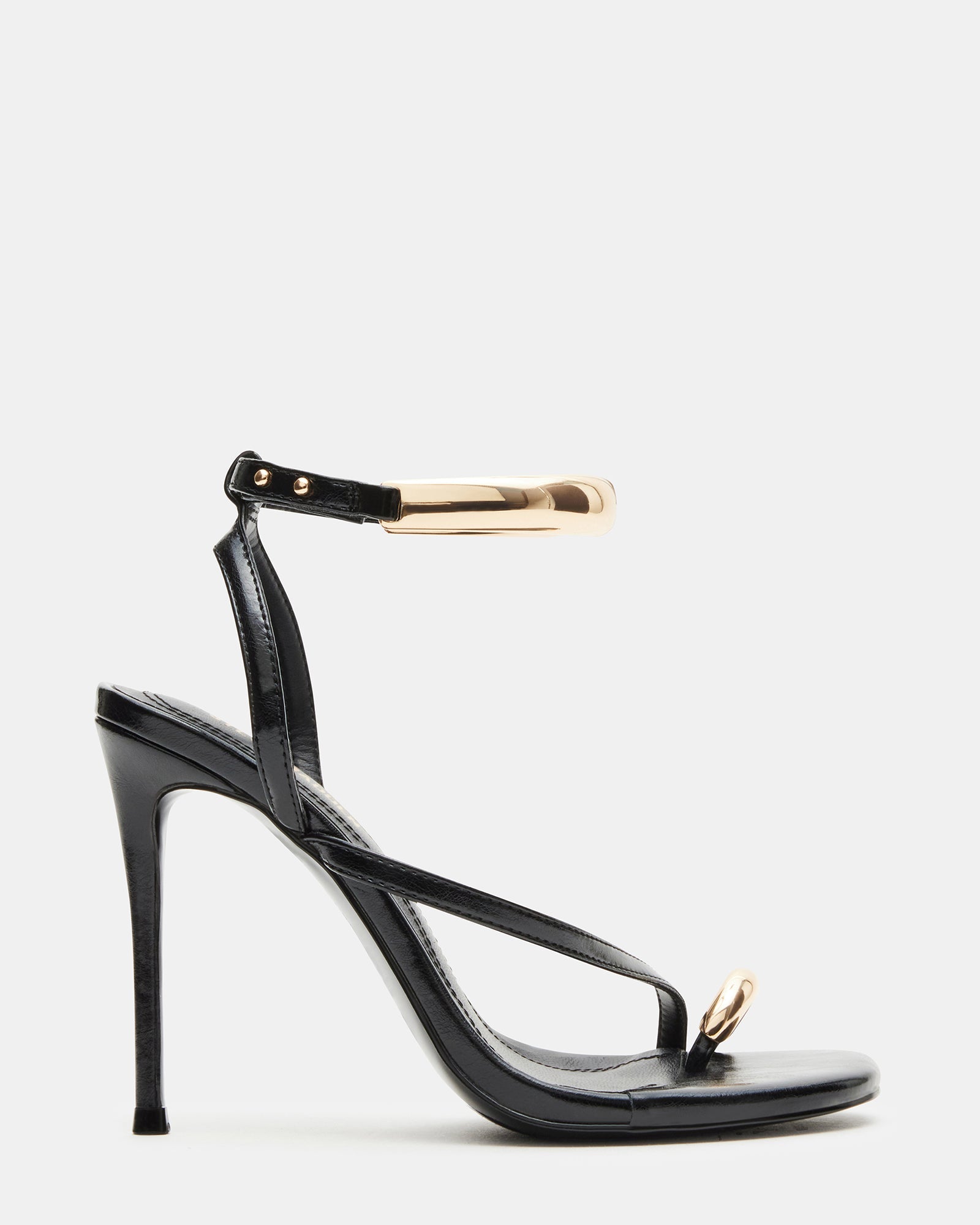TIA Black Strappy Open-Toe Stiletto Women's Heel | Steve Madden