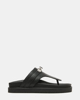 TIBBY Black Leather Thong Footbed Platform Women's Sandal | Steve Madden