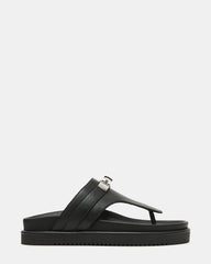 TIBBY Black Leather Thong Footbed Platform Women's Sandal | Steve Madden