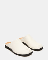 TINO White Leather Tabi Mule Split-Toe Slip-On Women's Flat | Steve Madden