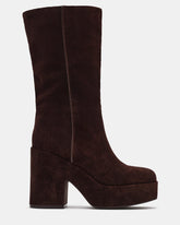 TITAN Brown Suede Platform Block Heel Fold-Over Women's Boot | Steve Madden