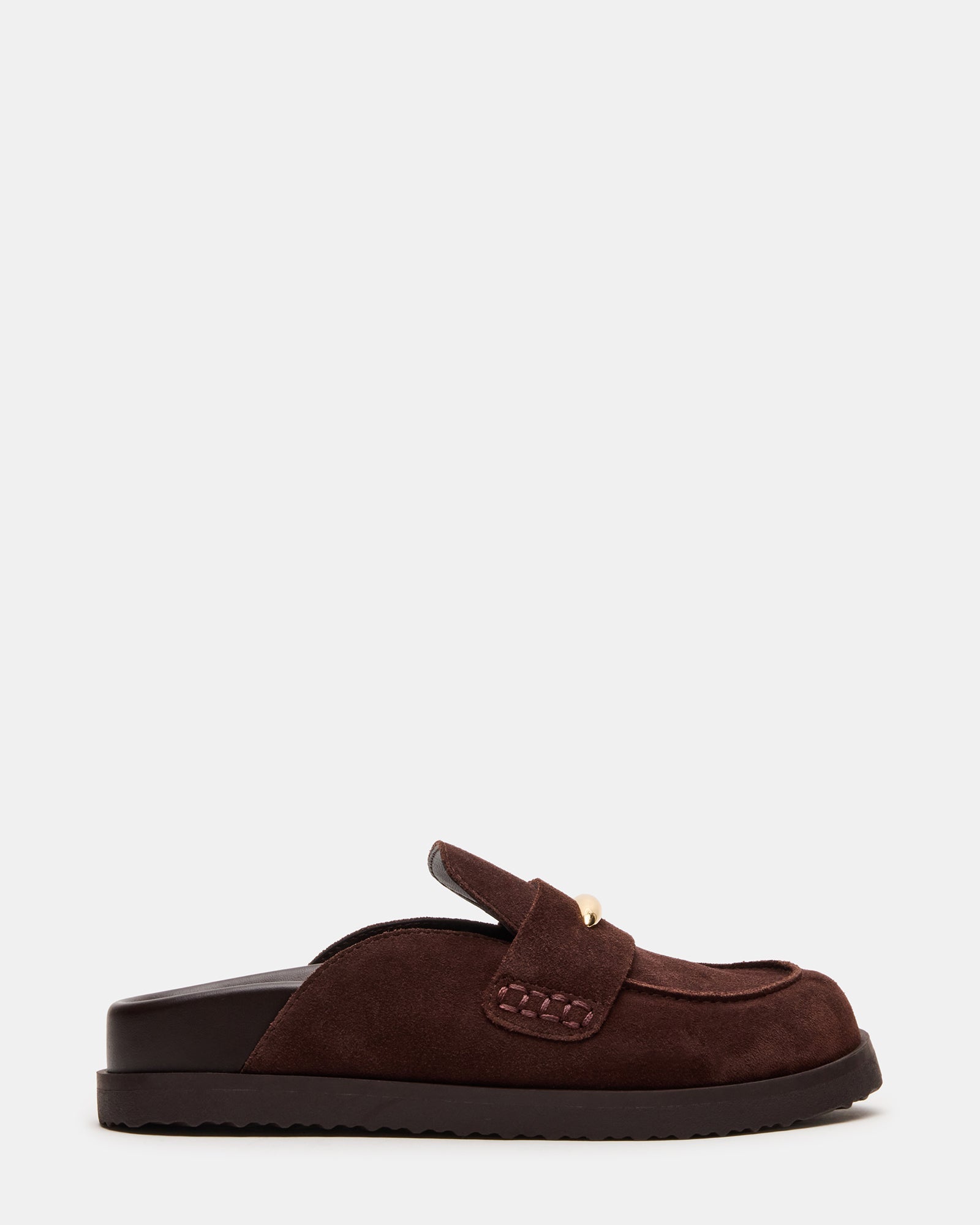 TOBIN Brown Suede Slip-On Mule Women's Flat | Steve Madden