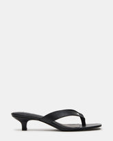 TRACIE Black Leather Thong Strap Women's Kitten Heel | Steve Madden