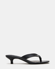 TRACIE Black Leather Thong Strap Women's Kitten Heel | Steve Madden