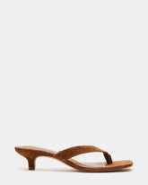 TRACIE Chestnut Suede Thong Strap Women's Kitten Heel | Steve Madden