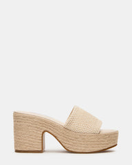 TRIPPY Natural Raffia Platform Mule Women's Sandal | Steve Madden