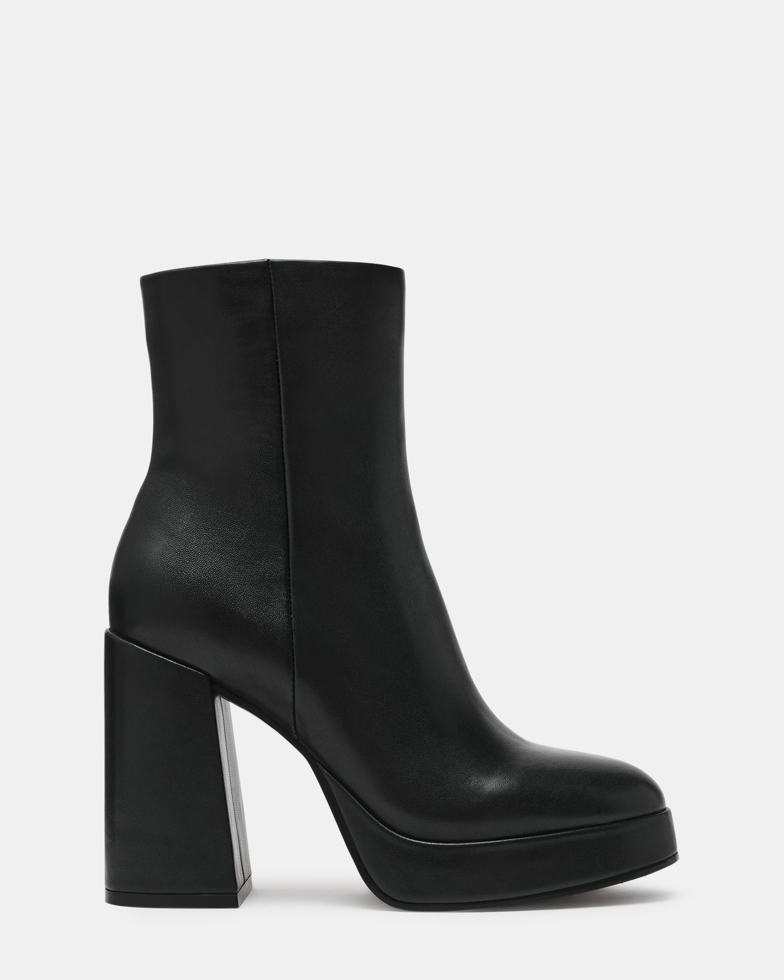TYRA Black Leather Platform Block Heel Women's Ankle Boot | Steve Madden