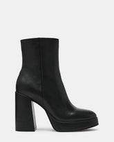TYRA Black Leather Platform Block Heel Women's Ankle Boot | Steve Madden