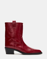 VINNY Red Leather Pointed-Toe Women's Ankle Boot | Steve Madden