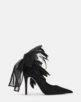 VIRTUES Black Feathers Bow Pointed-Toe Pump Women's Heel | Steve Madden