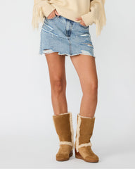 WOODSIDE FAUX FUR CHESTNUT SUEDE