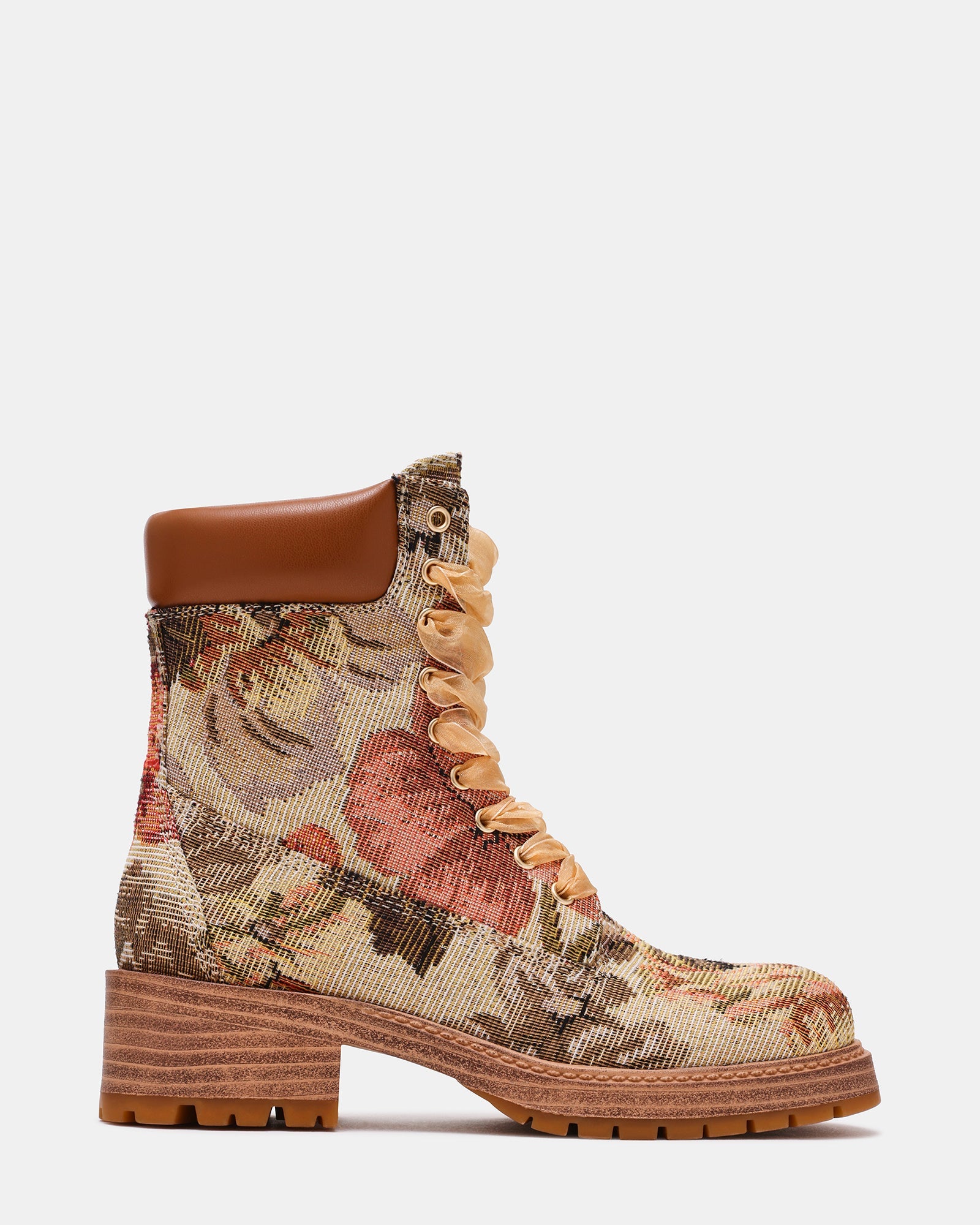 YORK Floral Multi Lace-Up Combat Women's Ankle Boot | Steve Madden