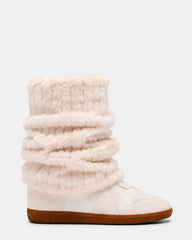 MAVIS Faux Fur White Suede High-Top Velcro Women's Wedge Sneaker | Steve Madden