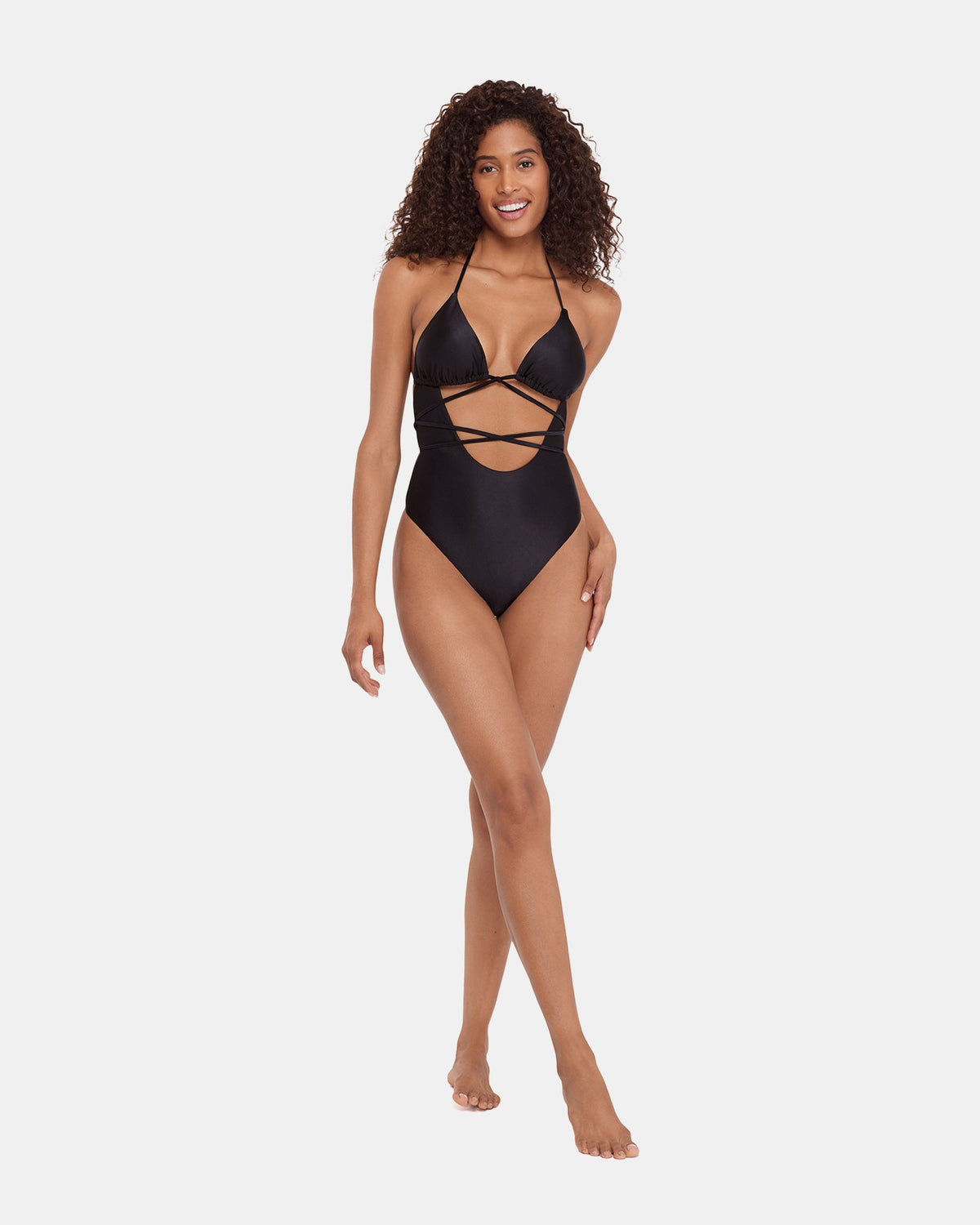 SHINE BRIGHT ONE PIECE SWIMSUIT RAVEN Women's Bandeau One-Piece Swimsuit | Steve Madden