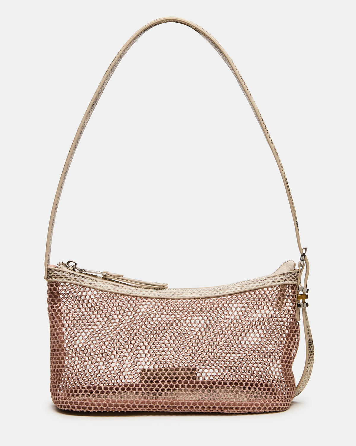LUCIELL Blush Strap Mesh Structured Bottom Shoulder Handbag | Steve Madden