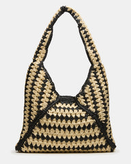 VOODOO Bag Black Linear Line Shoulder Strap Straw Tote Handbag | Steve Madden