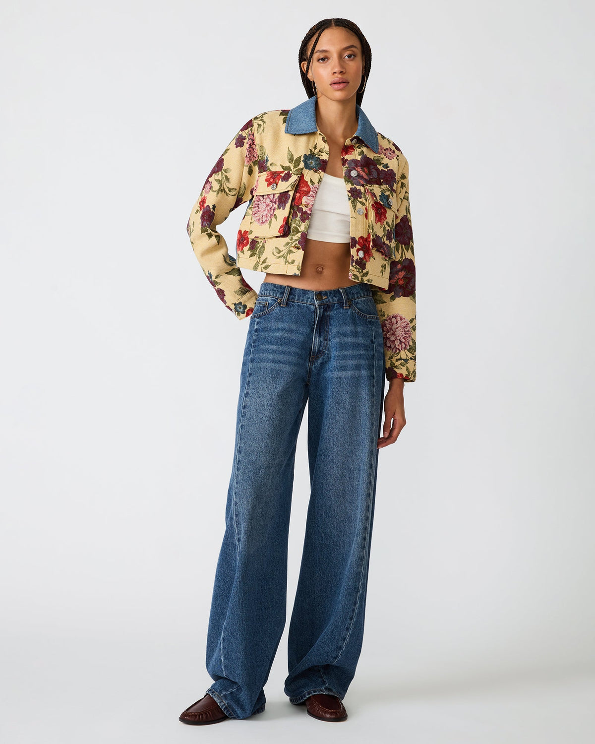 CAELAN Autumn Blaze Cropped Women's Denim Jacket | Steve Madden