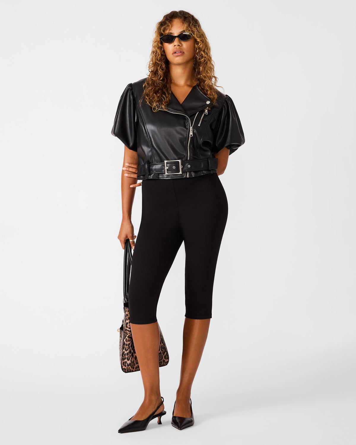 MADLIN Black Moto Faux Leather Cropped Women's Jacket | Steve Madden