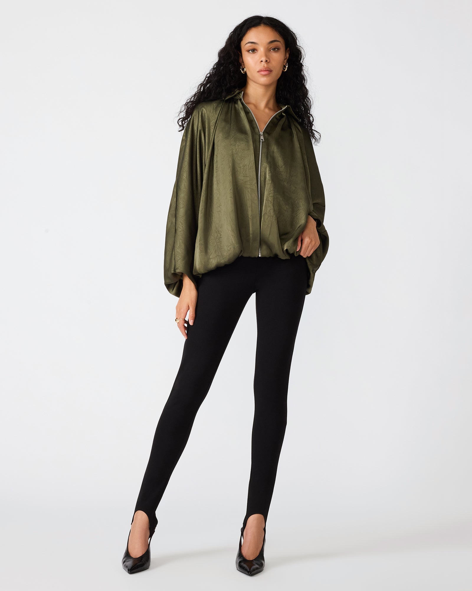 SANDRINE Black High Rise Stirrup Women's Pants | Steve Madden